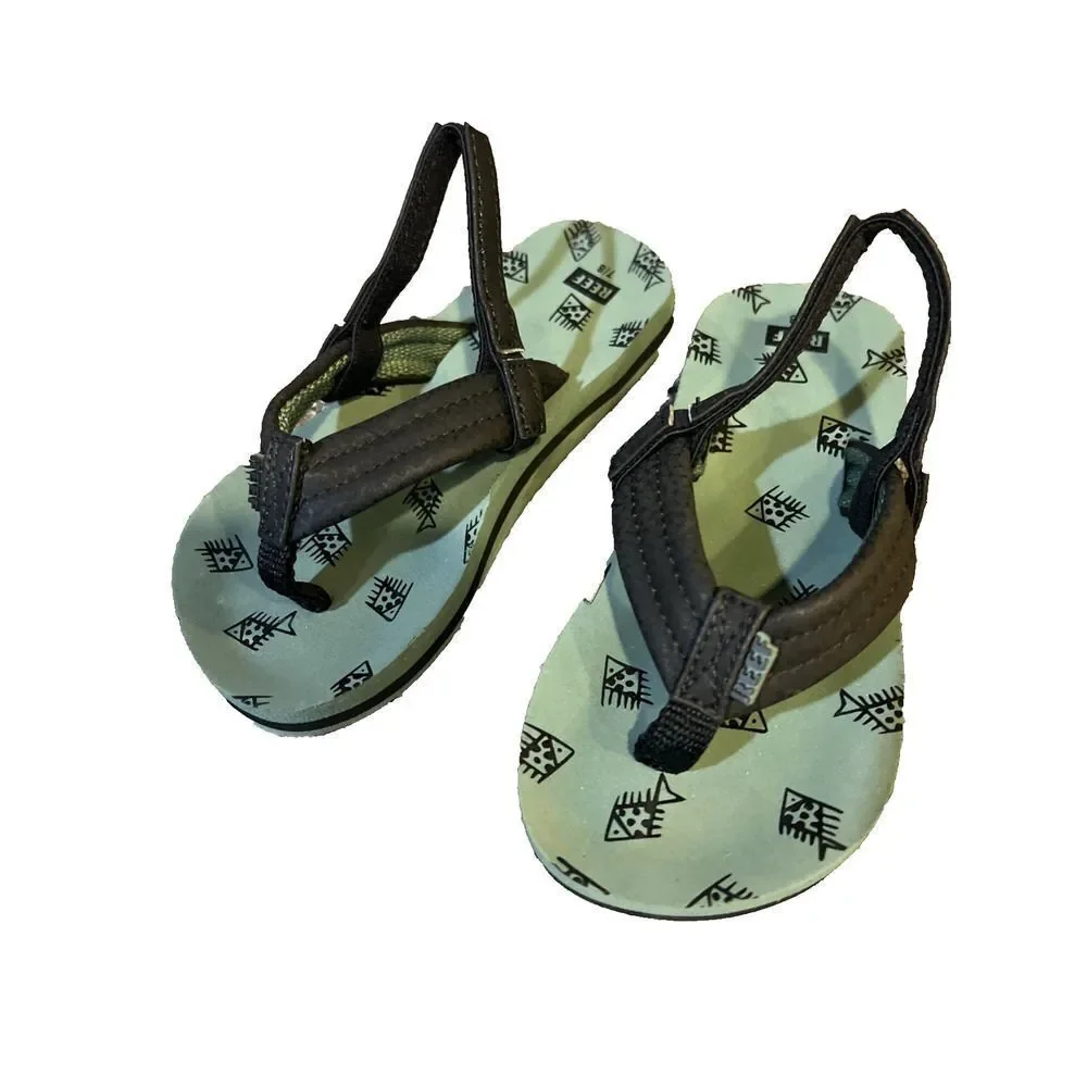 Reef Little kids Toddler Sz 7-8 Summer Beach Training Sandals Rubber Thong Green